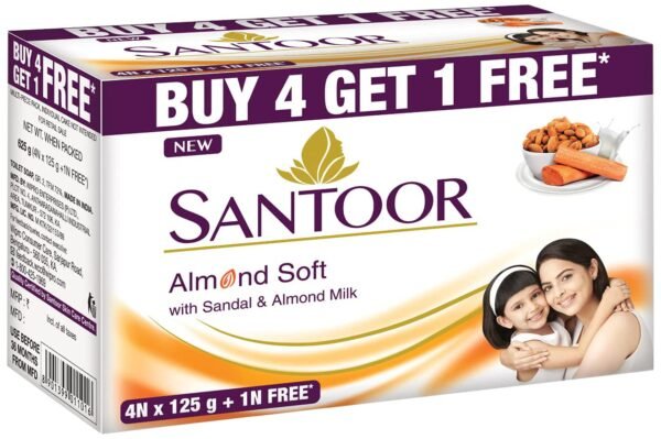 Santoor Almond Soft with Quantity of 4*125 Gm