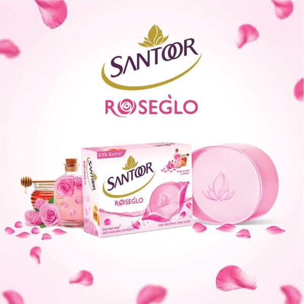 Santoor Rose Glow with Quantity of 75 + 25 Gm